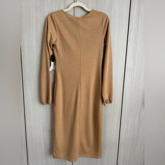 Amuse Society Tan Button-Front Long Sleeve Dress - Picture 4 of 4